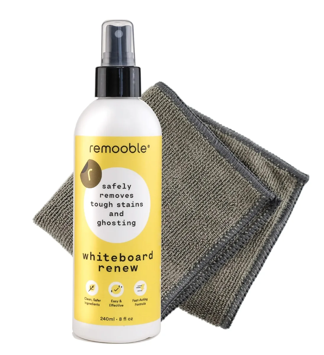 White spray bottle with microfibre cloth and 1009 label