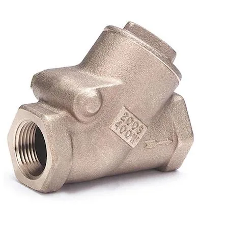 Bronze Y-pattern swing check valve, half-inch FNPT connections, 2.625 inch overall length