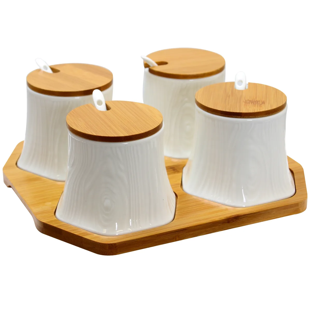 Elama Elama EL-379 ceramic serveware set with bamboo lids &amp; spoons — product photo