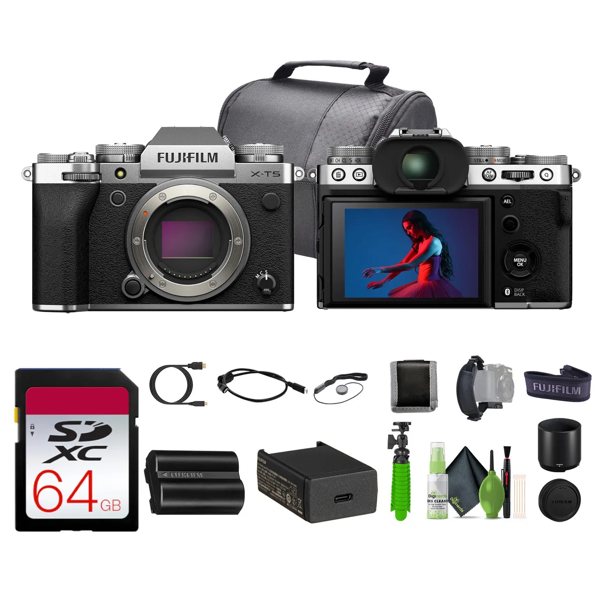 FUJIFILM FUJIFILM X-T5 Mirrorless Camera Kit Silver 40MP 64GB — product photo