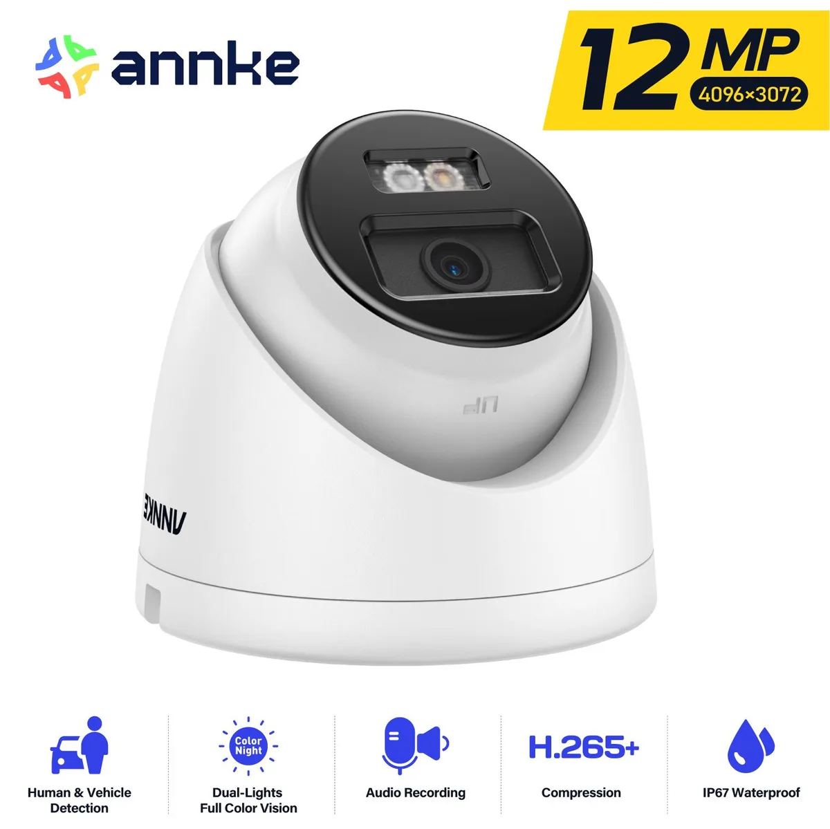 Annke Annke 12MP PoE Turret Camera 4-Pack 134° AI Dual Light IP67 — product photo