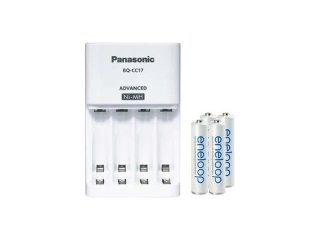Panasonic Panasonic BQ-CC17 Smart Charger + 4 AAA 800mAh Eneloop NiMH Batteries — product photo
