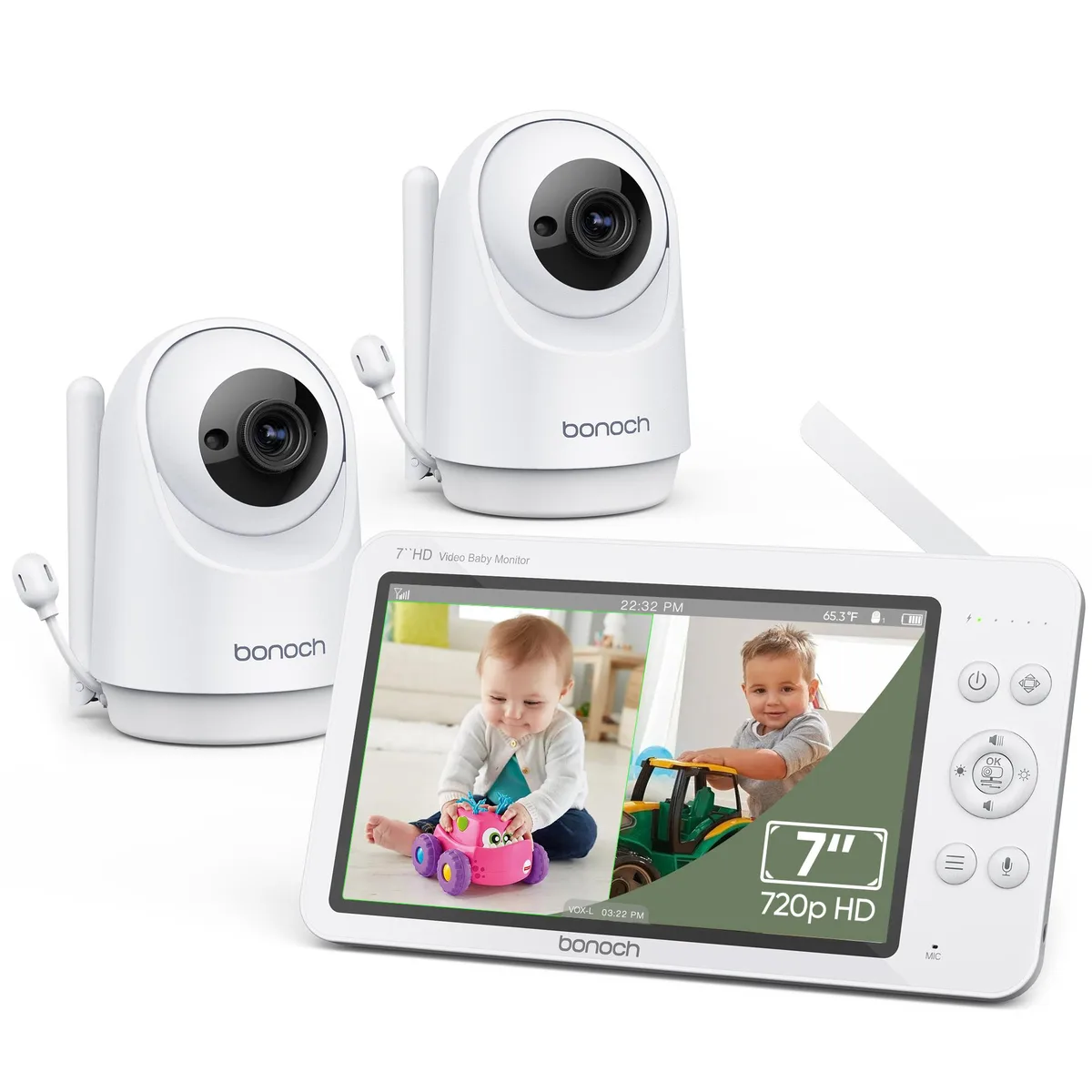 bonoch bonoch Baby Monitor 2 Cameras 7" 720P HD LCD Split Screen No WiFi — product photo