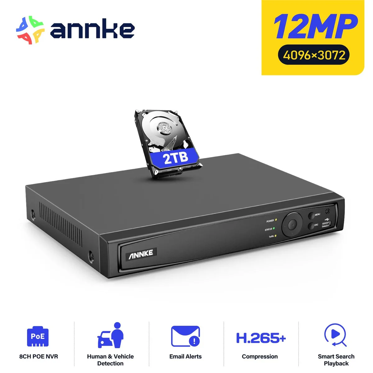 Annke Annke 12MP 8CH NVR 2TB HDD video recorder — product photo
