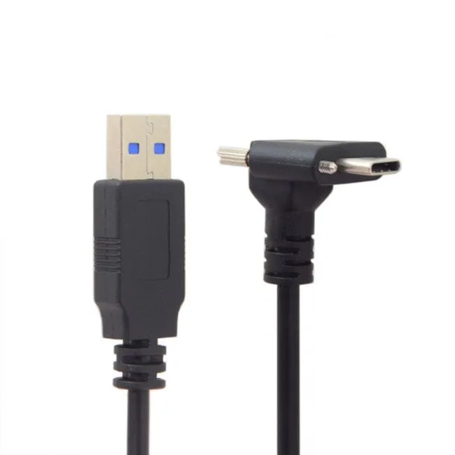 xiwai xiwai USB 3.1 Type-C Dual Screw Locking to USB 3.0 Angled Cable 90 Degree 120/300/500cm — product photo