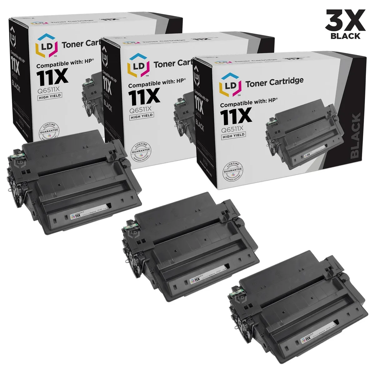 LD Products LD Products 11X (Q6511X) Pack of 3 High Yield Black Toner Cartridges — product photo