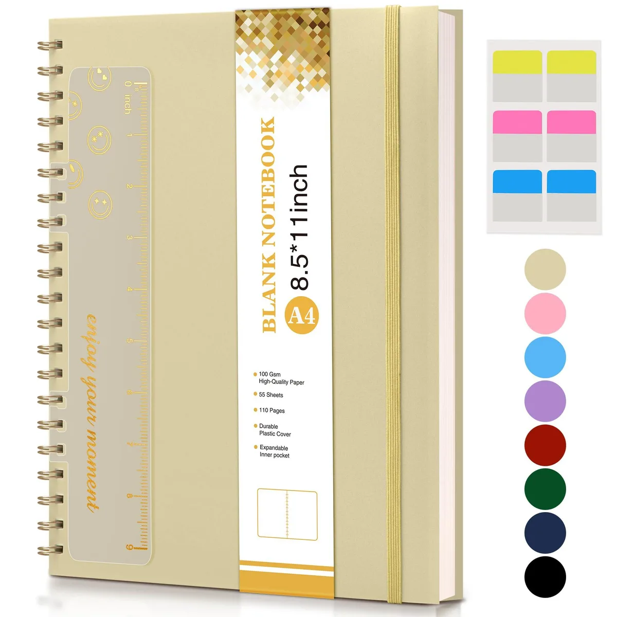 UEBZFOCS Notebook009 drawing notebook 8.5x11 100 GSM 110 pages Yellow — product photo
