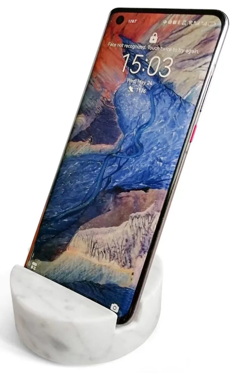 Grey solid marble phone stand, 3.2 cm high, 380 g, 360° rotation