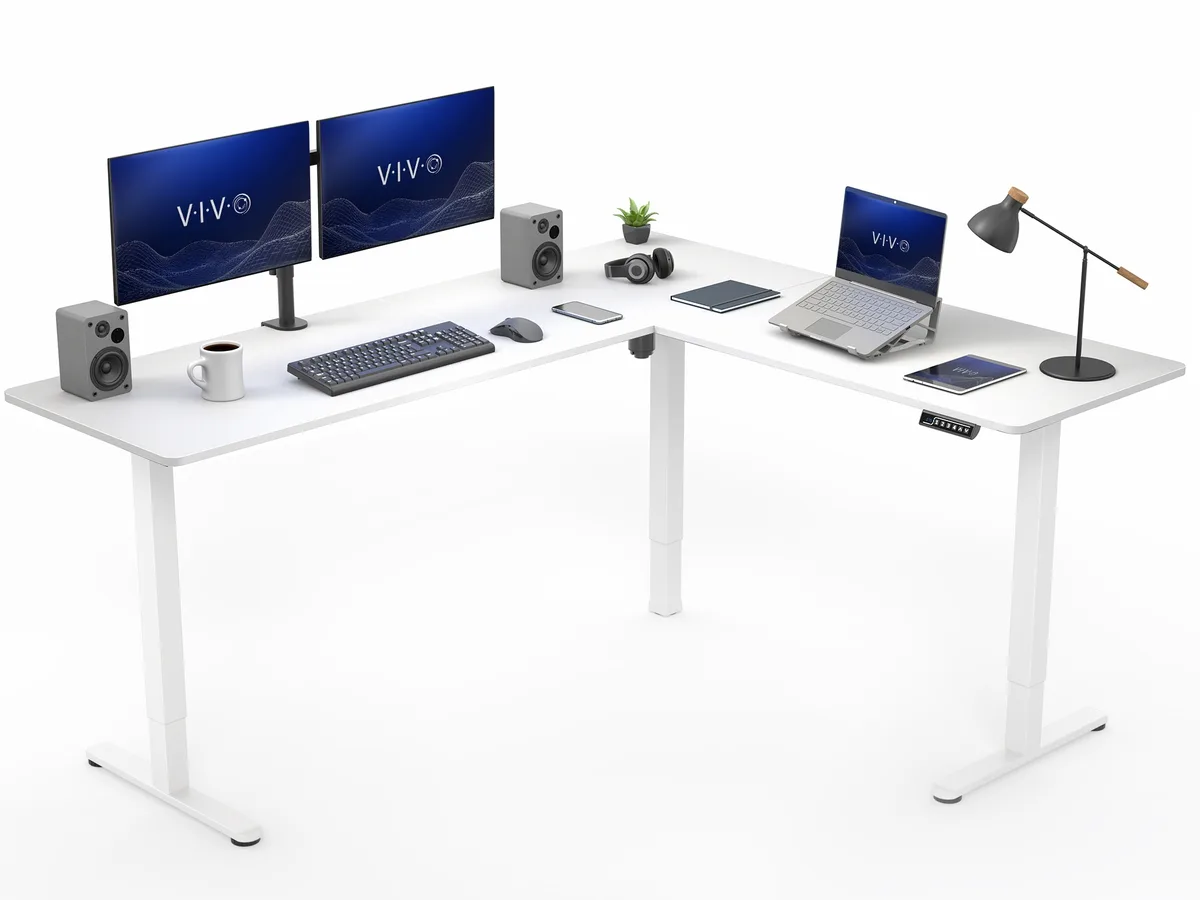 VIVO VIVO White Electric Corner Standing Desk 75 x 63 L-Shaped Workstation — product photo