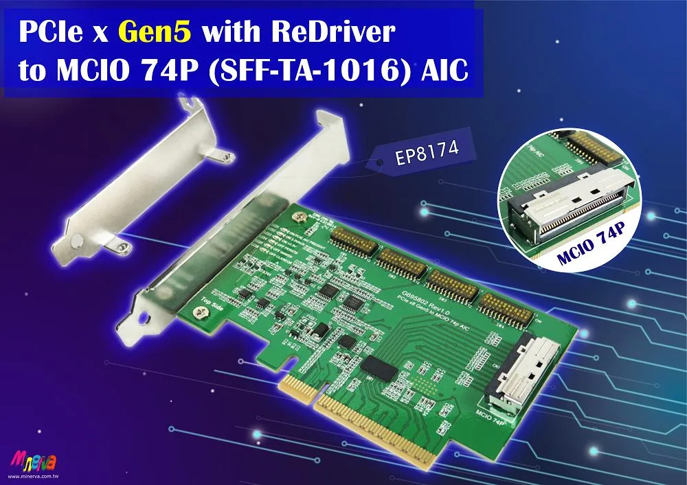 Innocard Innocard EP8174 PCIe x8 Gen 5 ReDriver to MCIO 74P AIC — product photo