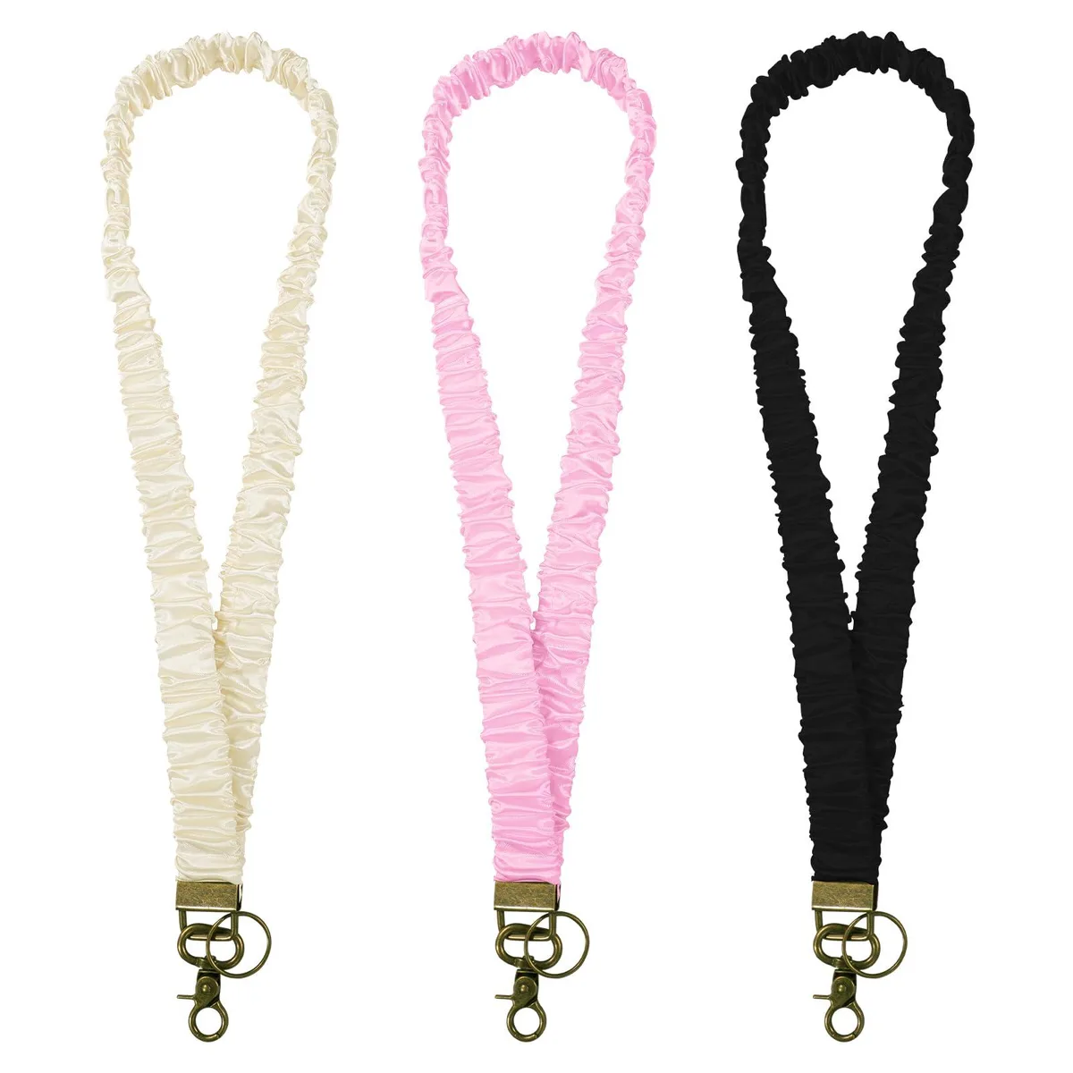 MAGITATI Stretchy Scrunchie Lanyard 3-pack 17-31 in Pink Beige Black — product photo