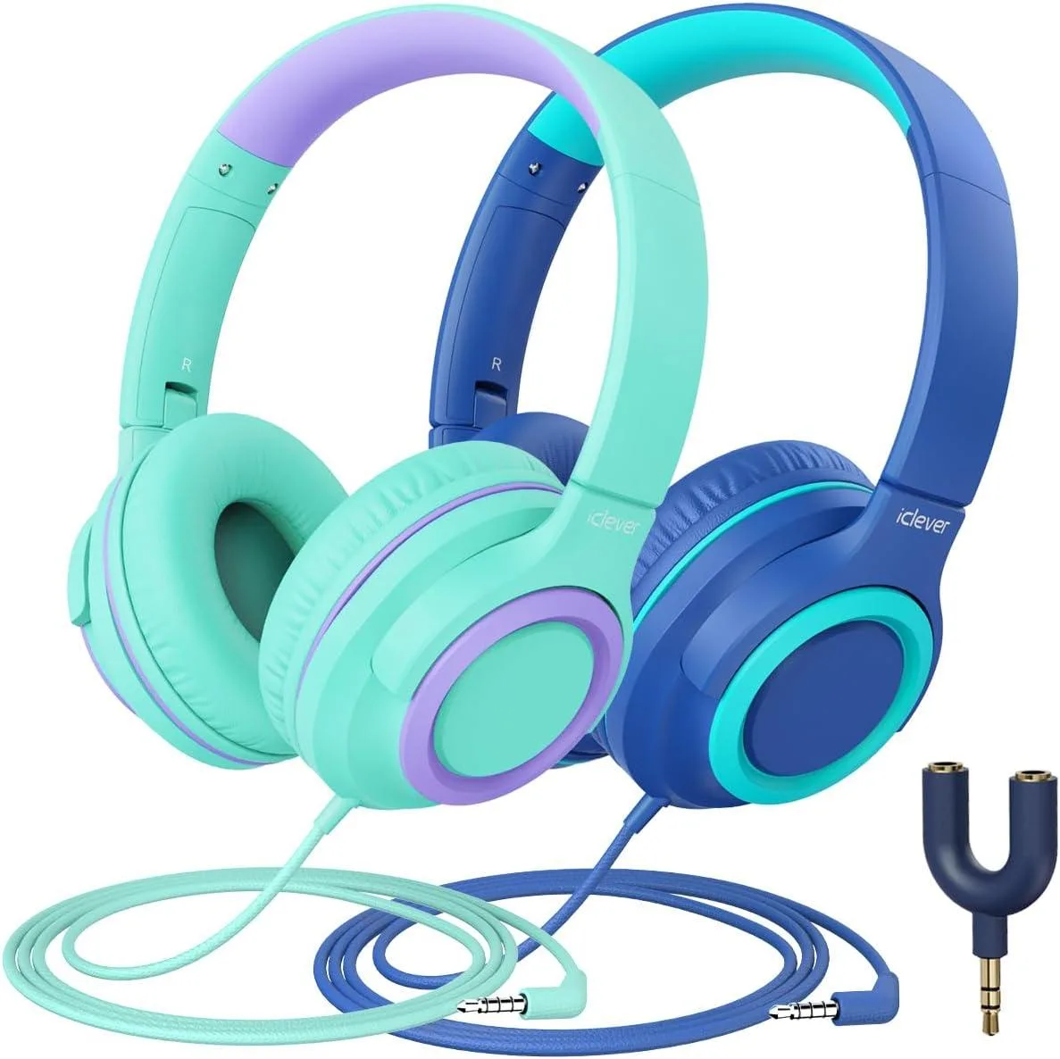 TUKO TUKO 2Pack Kids Headphones 94dB Volume Limited Foldable 3.5mm Jack — product photo