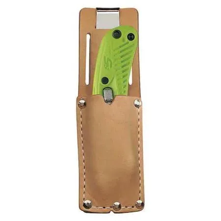 Tan leather clip-on drill holster with belt clip