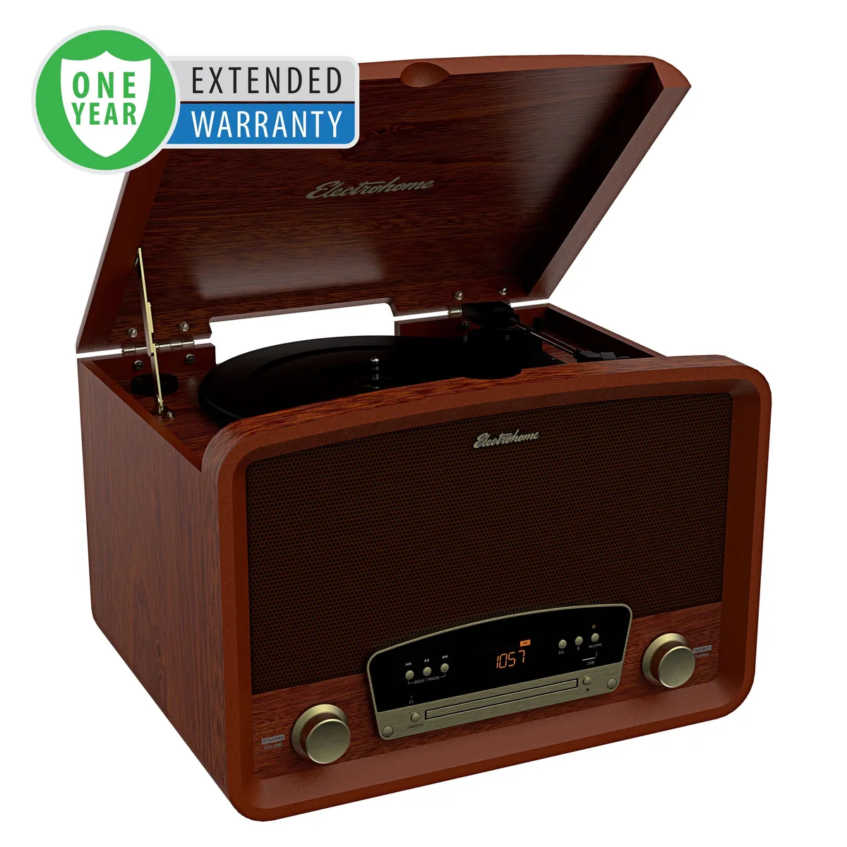 ELECTROHOME Electrohome Kingston RR75W1 7-in-1 Turntable Brown — product photo