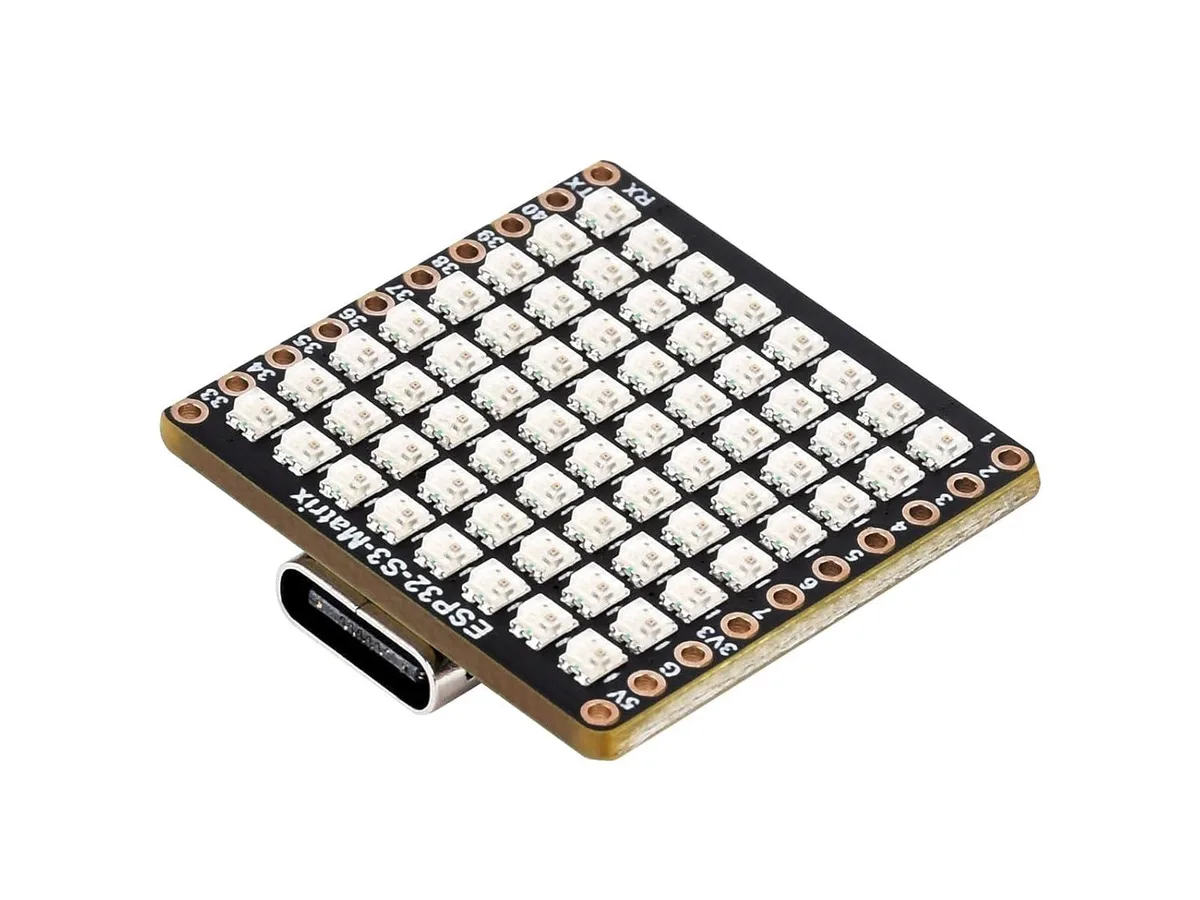LORDWORLD LORDWORLD ESP32-S3 RGB LED Matrix Development Board 8×8 QMI8658C 240 MHz 17 GPIO — product photo