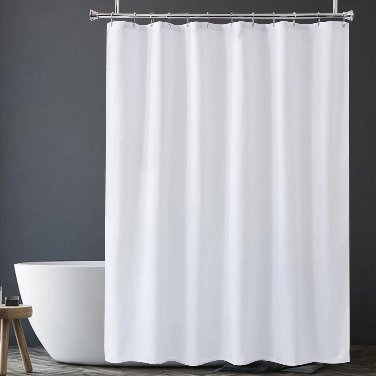  White Shower Curtain Liner 2-in-1 120G 12 Grommet 72x72 Inches — product photo