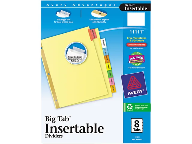 Avery Avery 11111 8-Tab Reinforced Dividers Letter Buff card filing — product photo