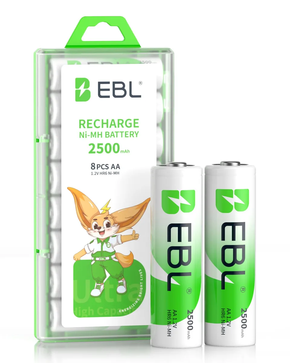 Shenzhen Lepower Electronics Co., Ltd Shenzhen Lepower Electronics Co., Ltd EBL 2500mAh AA 1.2V Ni-MH Rechargeable Batteries 8-pack camera battery — product photo