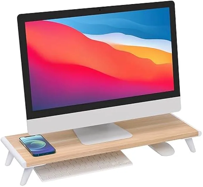 TAURKENAM TAURKENAM Monitor Stand 22.4 x 8.3 Inch Natural Wood office equipment — product photo