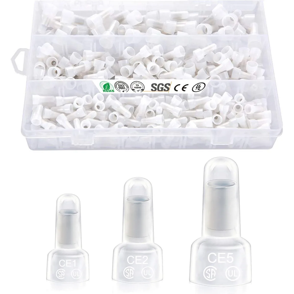  Closed End Crimp Connector Kit CE1 CE2 CE5 80 50 10pcs White — product photo