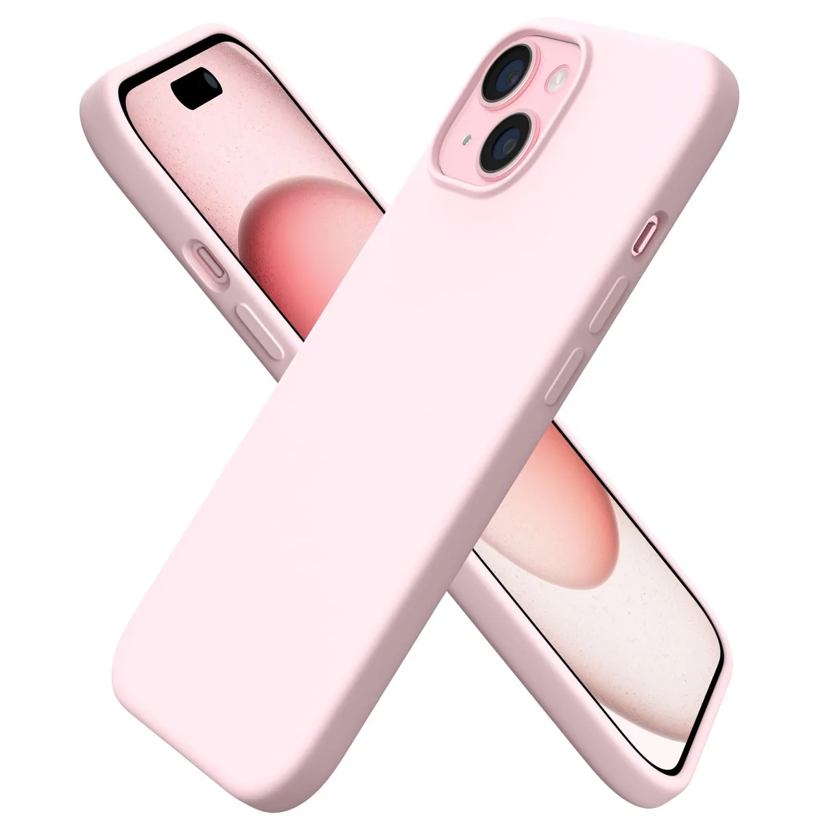 ORNARTO iPhone 15 Case 6.1in Chalk Pink Silicone — product photo