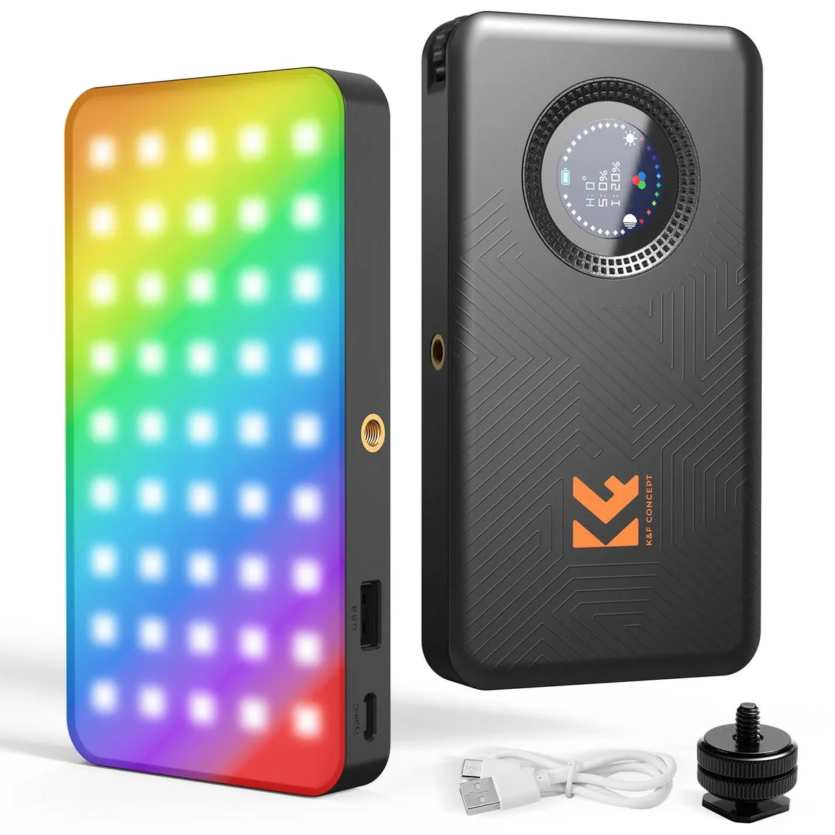  K&amp;F CONCEPT KF34.052US-1 12W RGB Video Light 5000mAh CRI95+ 2700-7500K — product photo