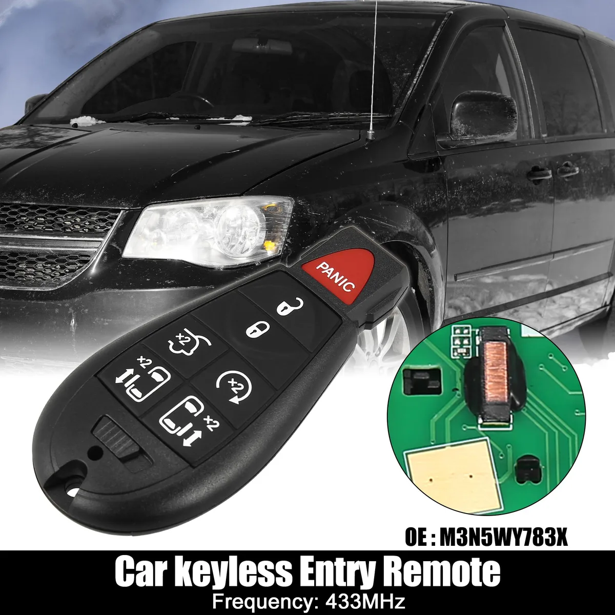 Unique-Bargains Unique-Bargains Replacement Keyless Entry Remote Car Key Fob M3N5WY783X 433MHz 7 Buttons with Door Key — product photo