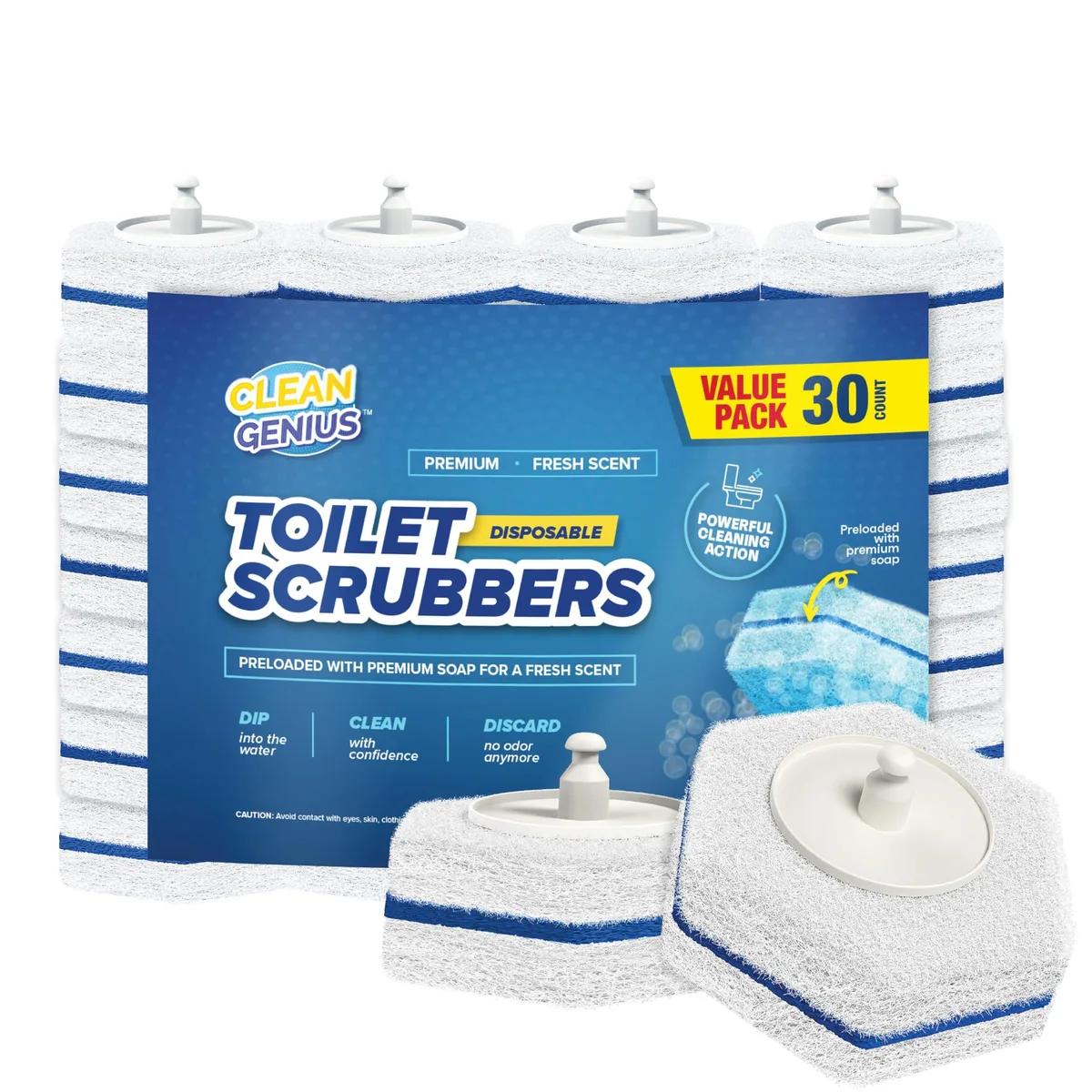  CleanGenius Disposable Prefilled Toilet Cleaning Scrubbers 30 Count indoor maintenance — product photo