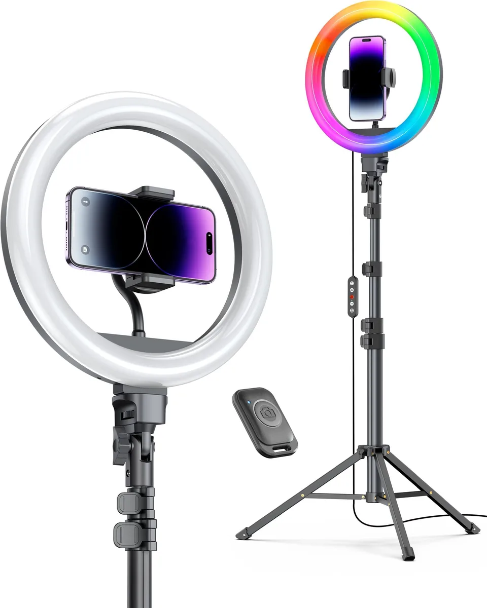 Neewer RL302W 12'' Ring Light 38 Modes 72'' Stand 2 Phone Holders — product photo