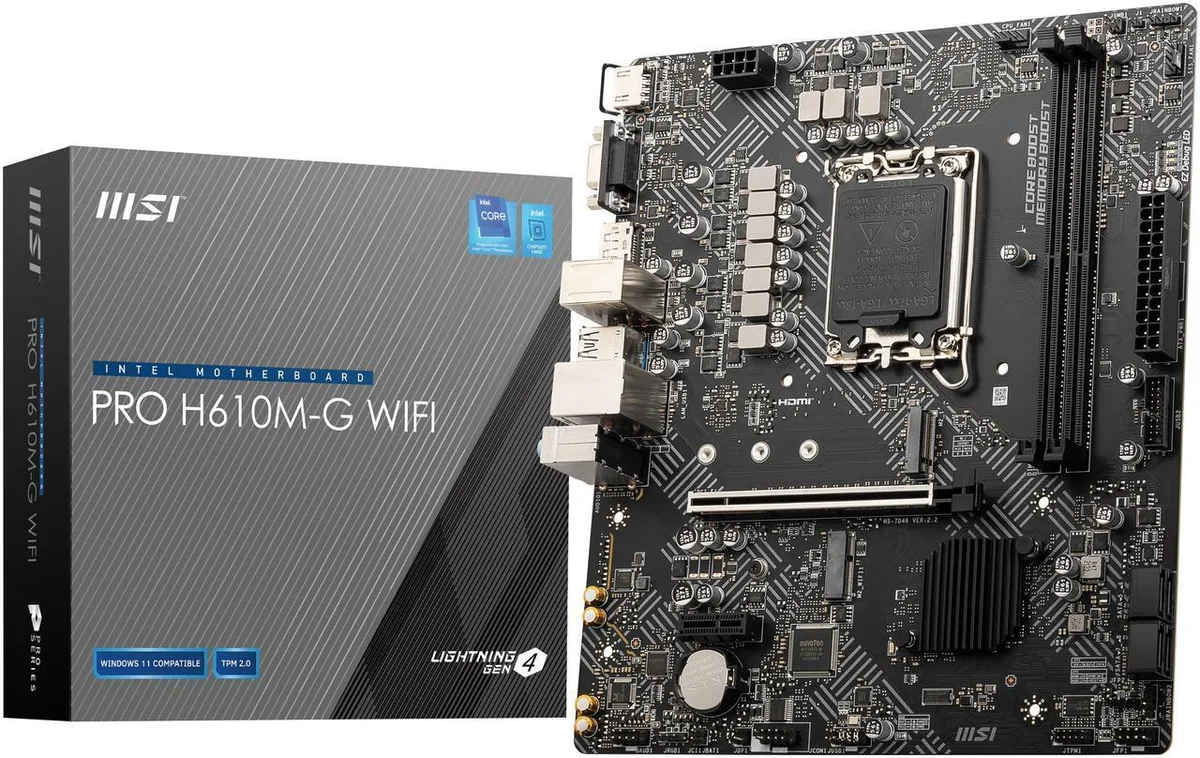 MSI MSI PRO H610M-G WIFI Micro ATX Intel motherboard — product photo