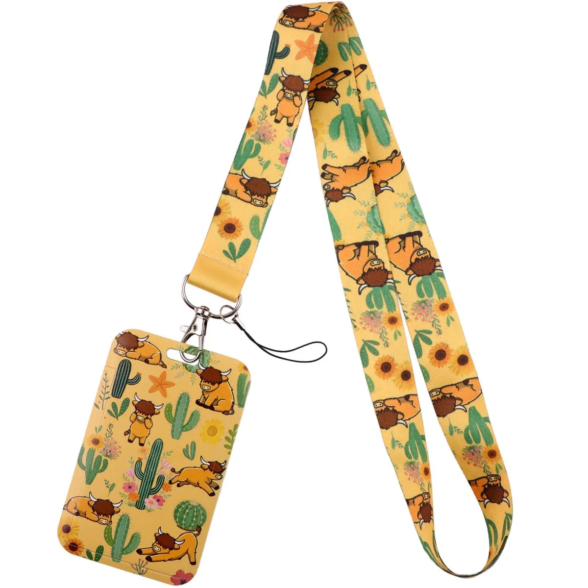 juanooo Highland Cow ID Badge Lanyard Yellow 19 — product photo