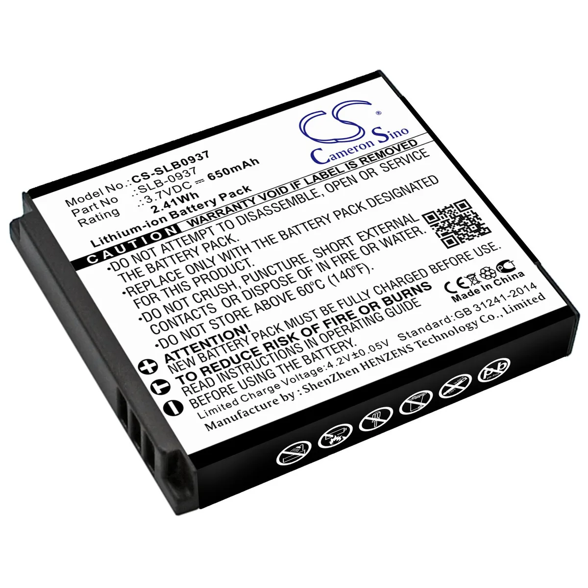 Cameron &amp; Co Cameron &amp; Co DS-CS-SLB0937 650mAh camera battery — product photo