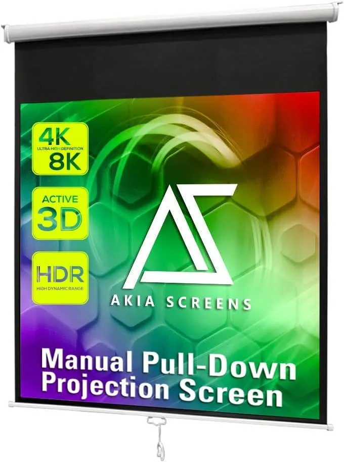 WUQ WUQ AK-M125S1 125" 1:1 manual pull-down projector screen — product photo