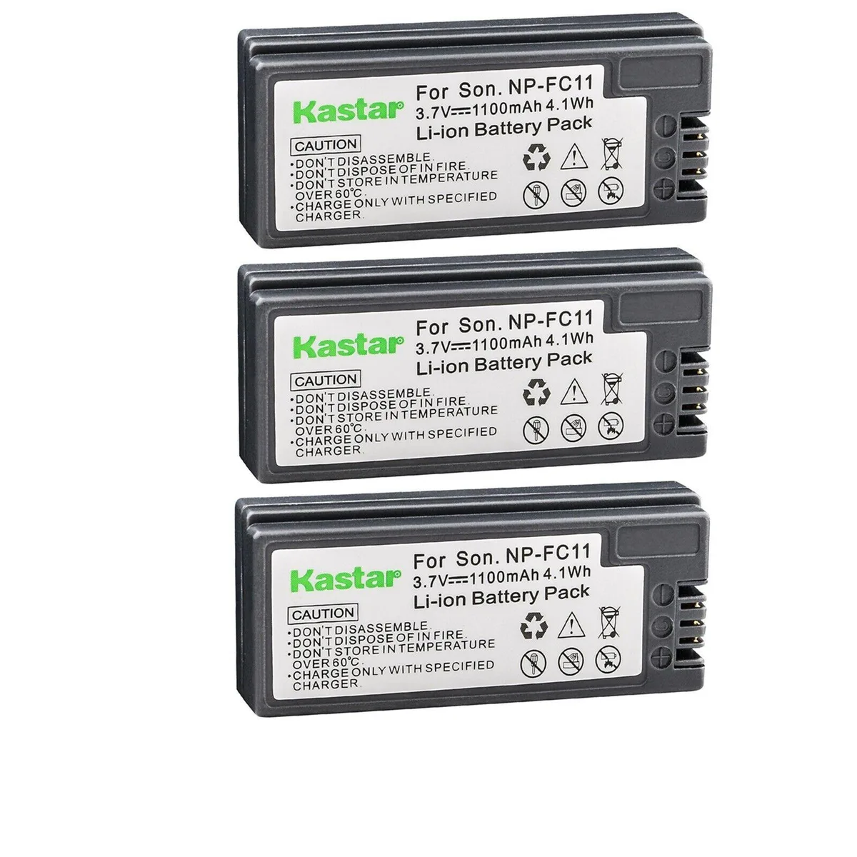 Kastar Kastar NP-FC11 3-pack camera battery 3.7V 1100mAh NP-FC10 BC-VC10 DSC-P8L DSC-P9 — product photo