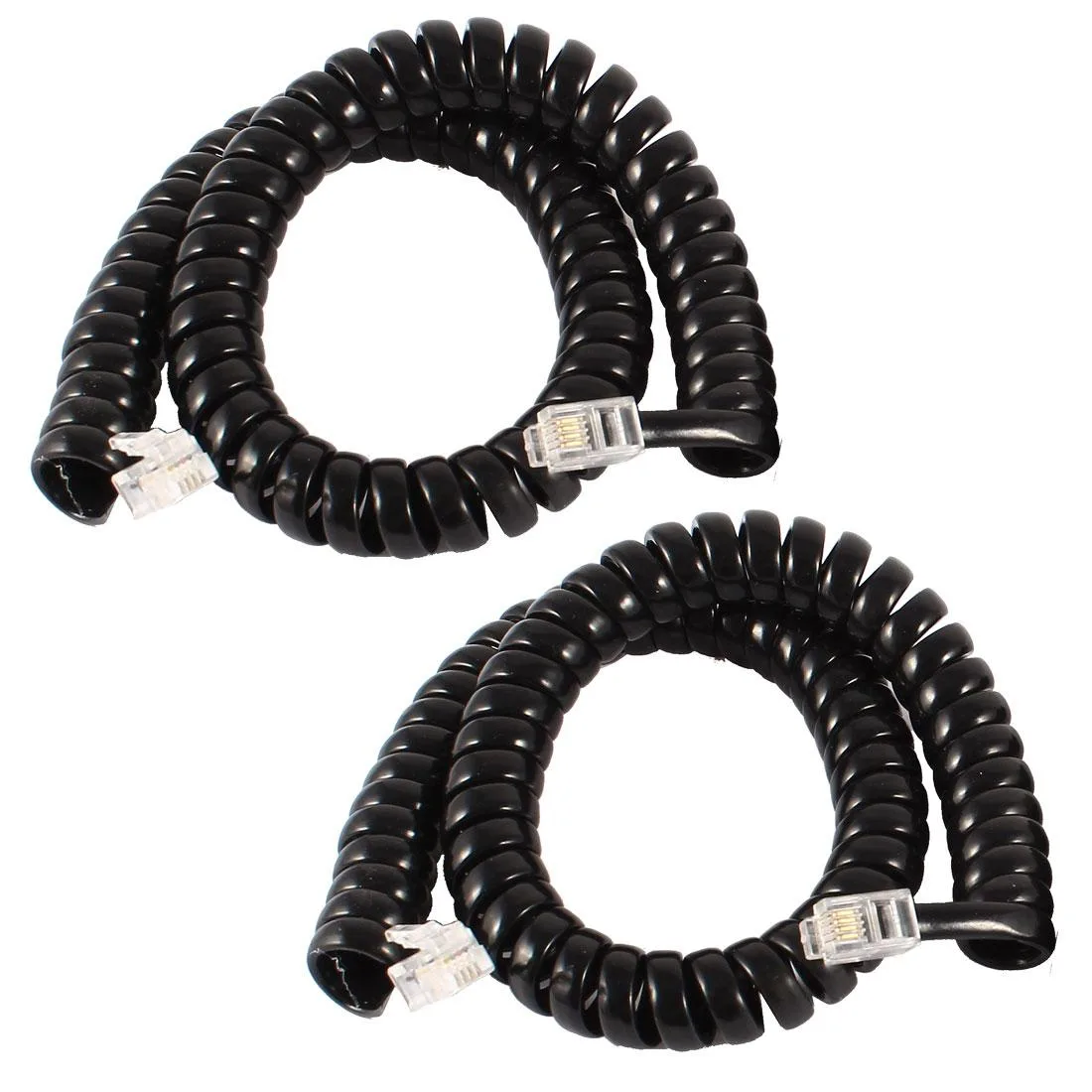 Unique-Bargains Unique-Bargains RJ9 4P4C Coil Telephone Cable Black 2 Pack — product photo