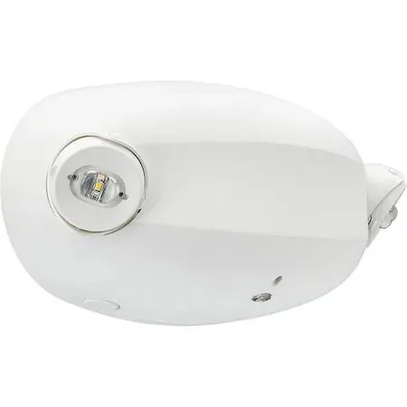 White rectangular emergency light with two LED heads