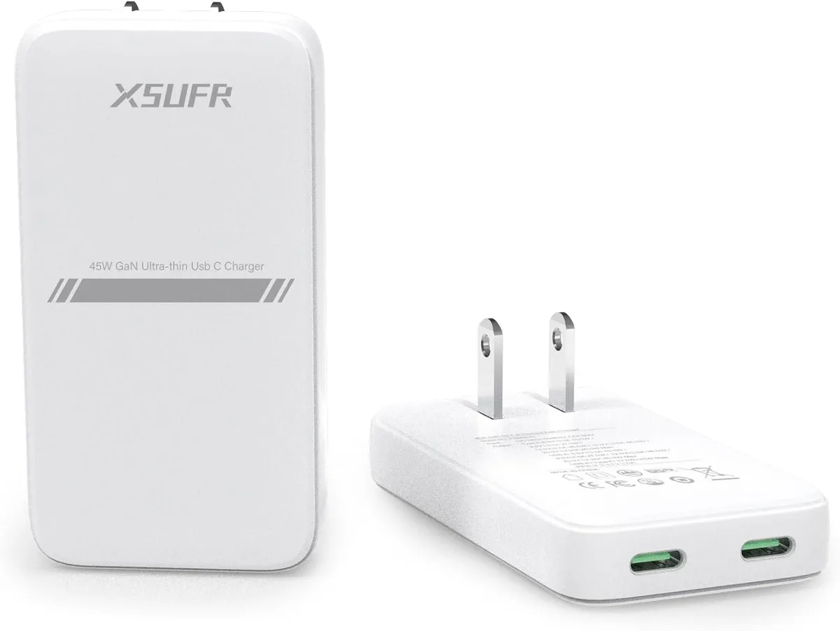 BFKK BFKK 45W Dual USB-C GaN Charger White 20W 25W 90° Foldable Plug — product photo