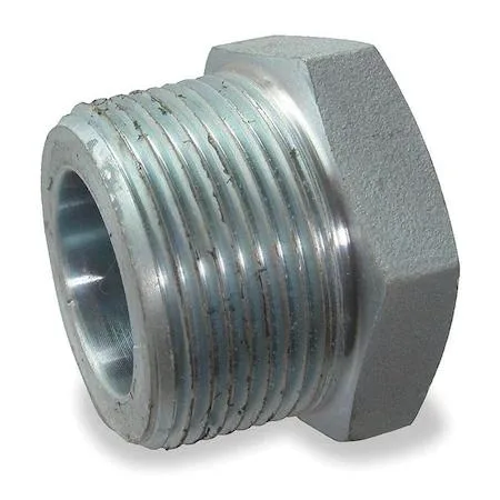 Galvanized steel hex bushing with threaded ends