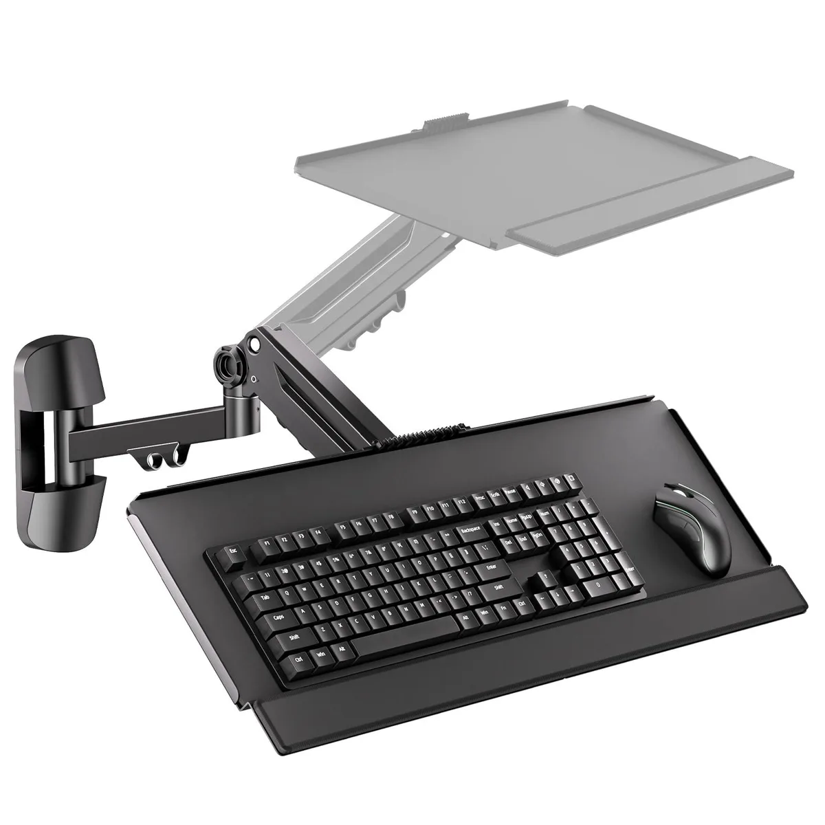 PUTORSEN PUTORSEN Wall Mount Keyboard Tray &amp; Monitor Arm, Black — product photo