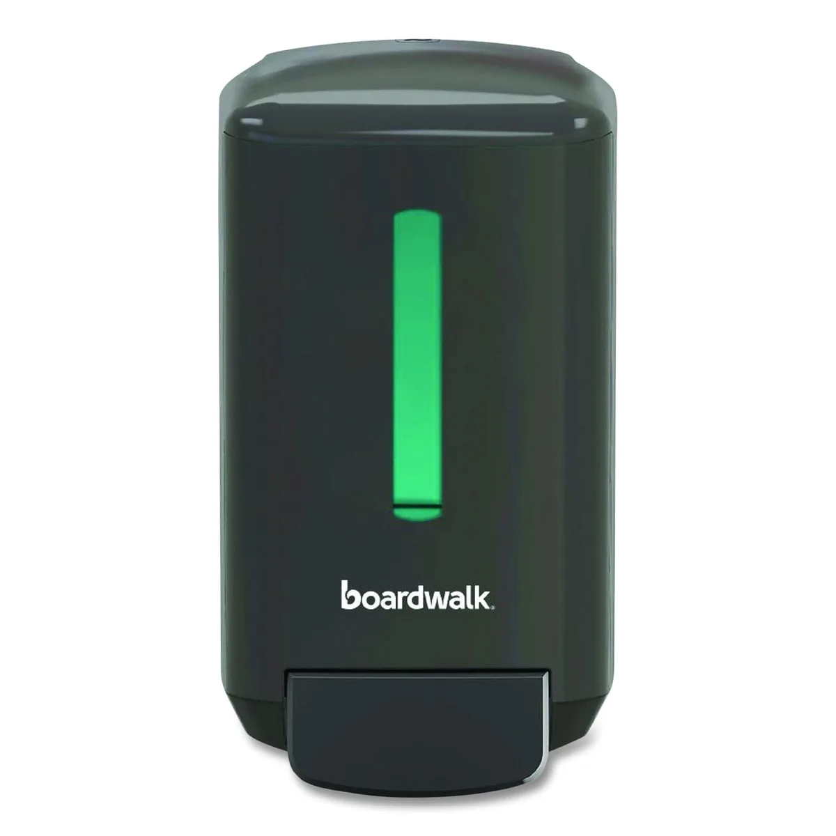Black rectangular wall-mounted liquid soap dispenser, 1250 mL capacity, plastic construction