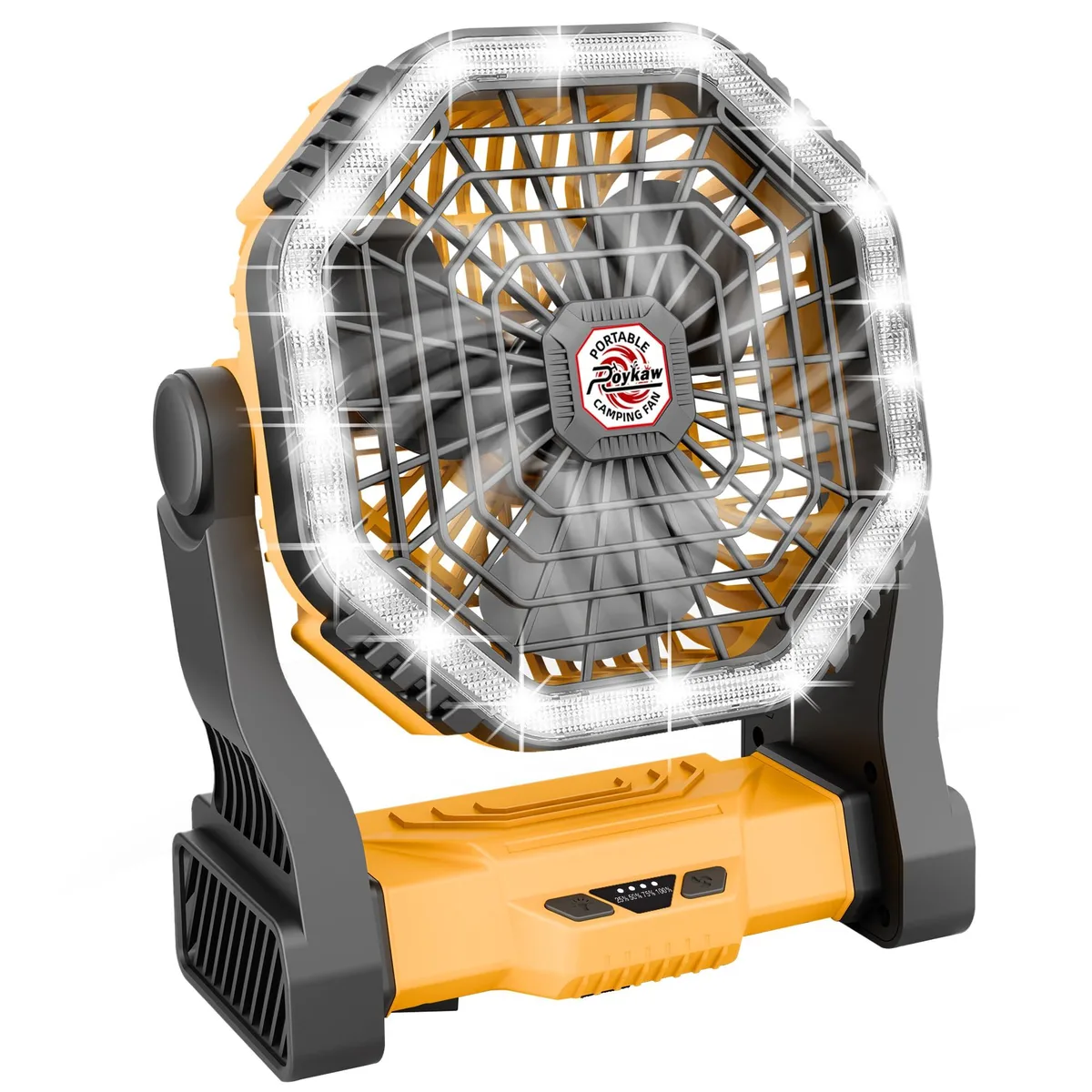  Roykaw Camping Fan Black 10400 mAh Yellow — product photo