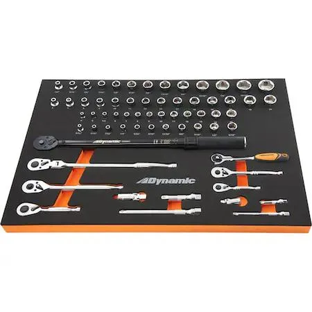 Dynamic Dynamic 65-piece 1/4" 3/8" drive socket set with torque wrench D096004-FT1T — product photo