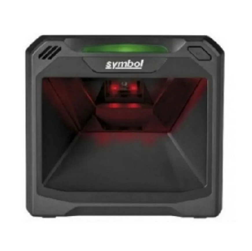 Wired 2D laser barcode scanner in black plastic housing with USB cable