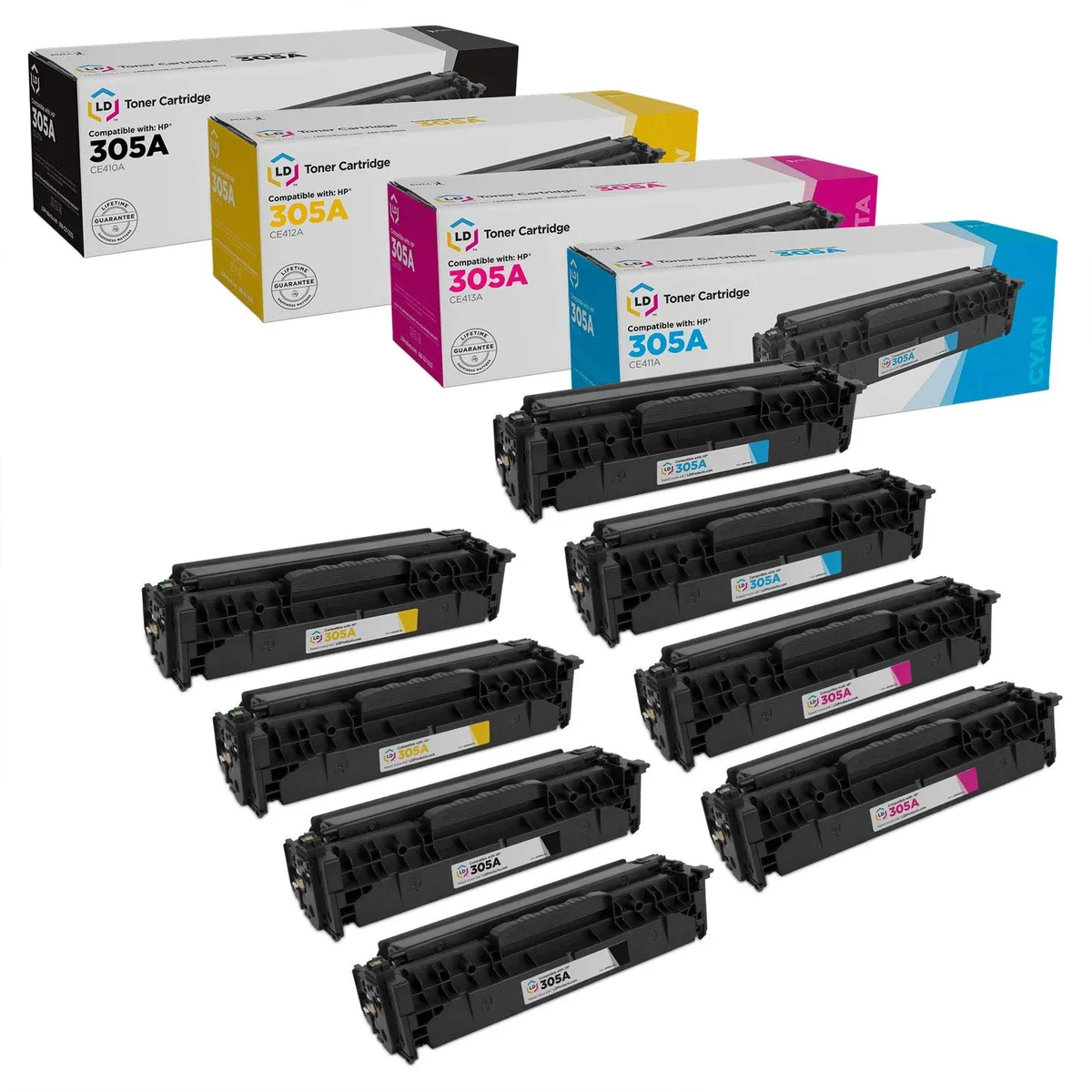 LD Products LD Products HP 305A Toner Cartridge 5-Pack (2 Black, 1 Cyan, 1 Magenta, 1 Yellow) — product photo