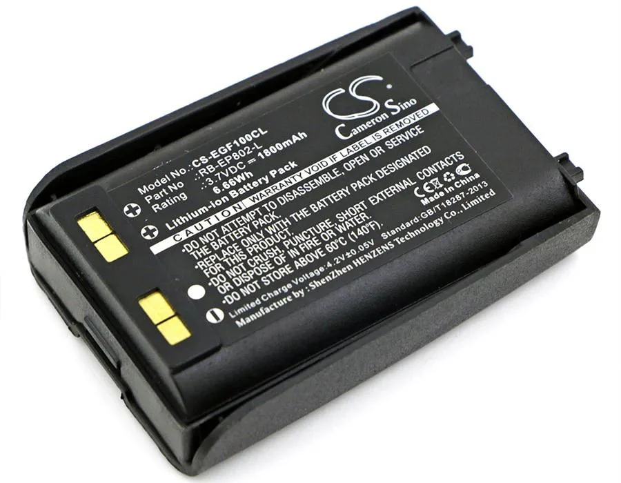 Small rectangular Cameron Sino EP-801 replacement battery with silver label and connector pins