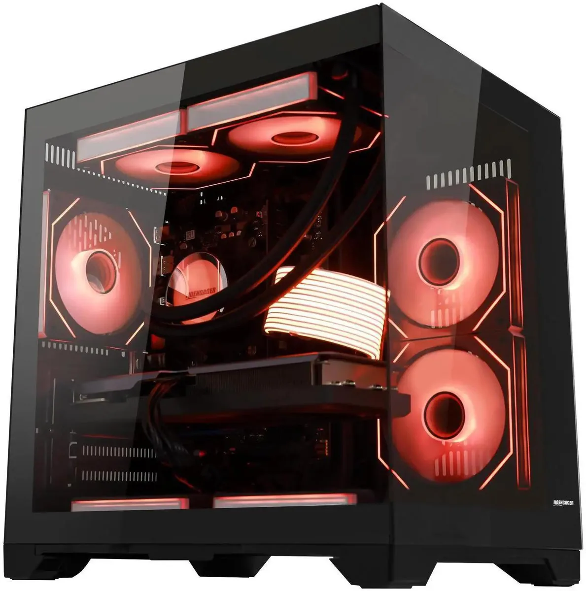 Hoengager Hoengager Gaming PC Ryzen 7 5700X Radeon RX 9060 XT 16GB 32GB DDR4 3200 2TB SSD 650W — product photo
