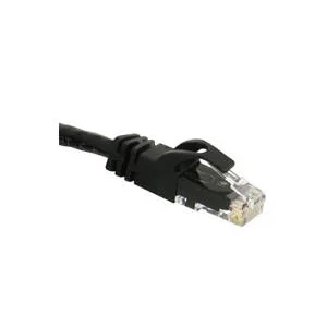 Black Cat6 patch cable with snagless RJ45 connectors, 3 ft length