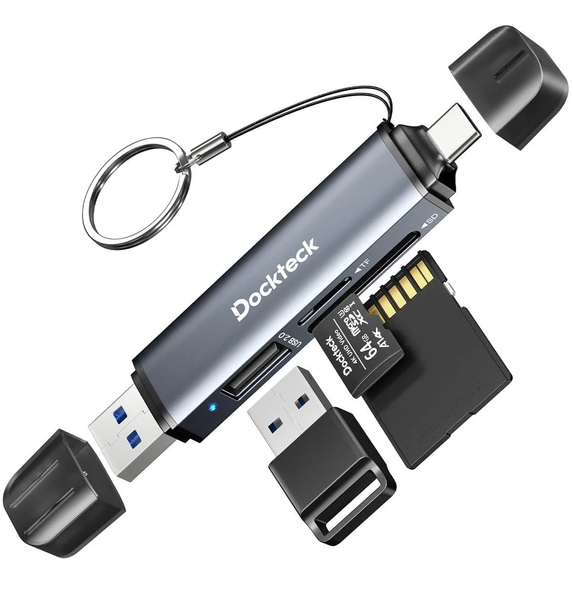  dockteck DR0003 RFID 3-slot USB 3.0/USB-C card reader — product photo