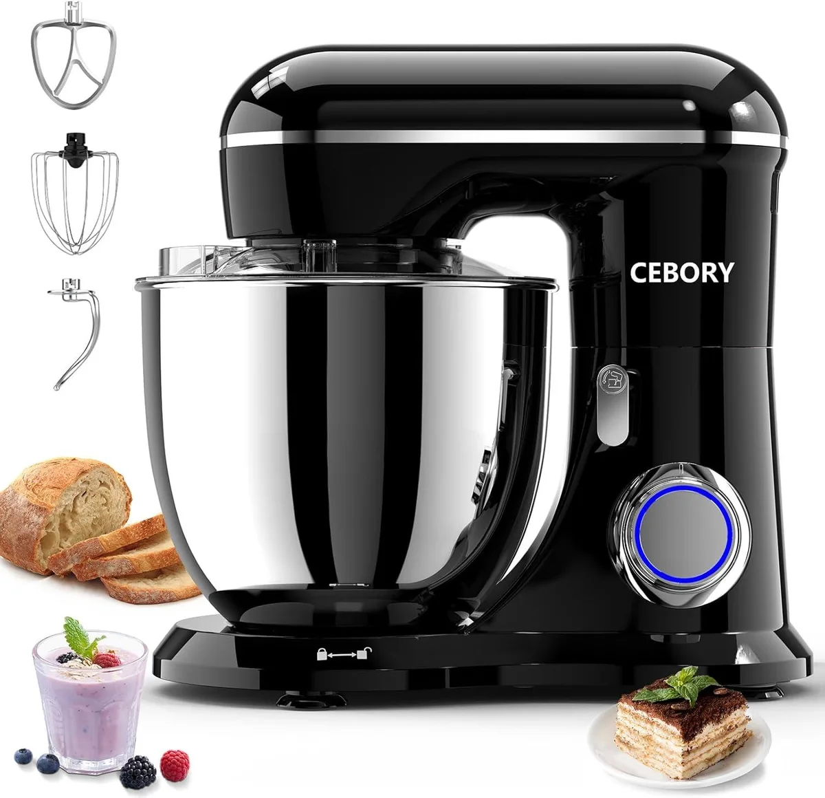 BFKK BFKK 3-IN-1 Electric Stand Mixer 6.5QT 660W 10-Speed Black — product photo