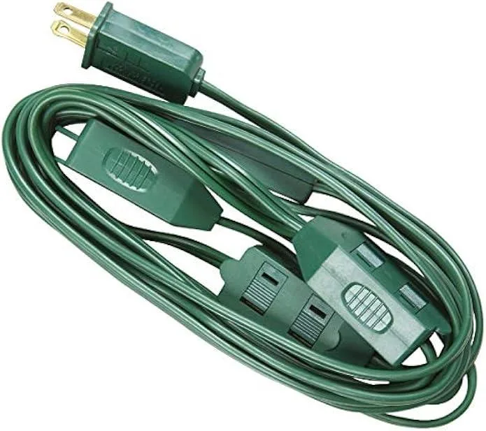 TAURKENAM TAURKENAM XM-PT2182-15X-GR Christmas Tree Extension Cord 18-gauge 2-conductor 9 outlets — product photo